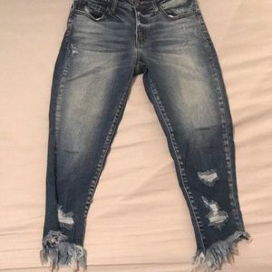 Distressed KanCan Cropped Jeans